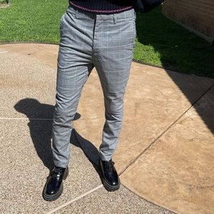 H&M Super Skinny Fit Size 30R Gray/Checked Suit Pants